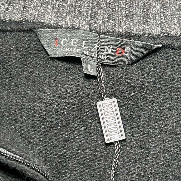 Iceland Made In Italy Men’s Large Black 1/4 Zip Pullover Sweater 80% Wool - Picture 3 of 7